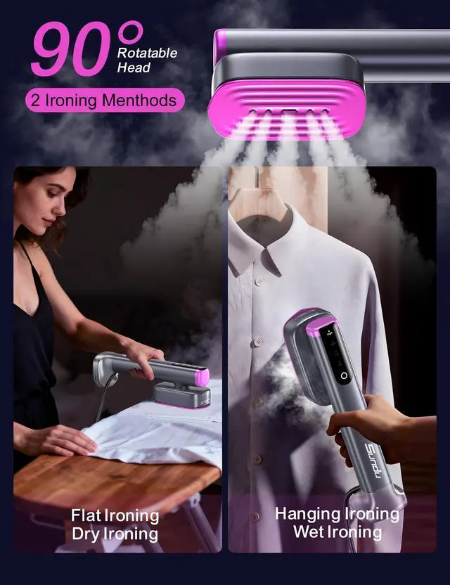 Alt view image 5 of 7 - Travel Steamer for Clothes,Portable Handheld Garment Steamer,15s Fast Heat-up,2 Water Tanks (180 ml and 100 ml),Steamer Ironing Gloves,45 Minutes of Continuous Ironing for Travel,Home(grey)