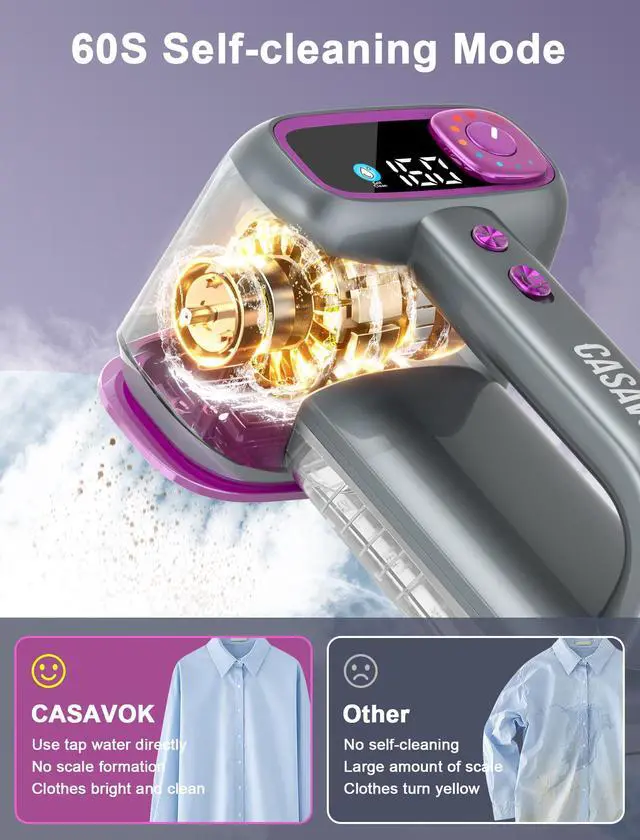 Alt view image 6 of 7 - Travel Steamer for Clothes,Handheld Steamer for Clothes,2 in 1 steamer and iron,160ml Large Water Tank Portable Steamer for Clothes,6 Steam Mode&Dual-Layer Heated Steam Plate,120V for Home,Office