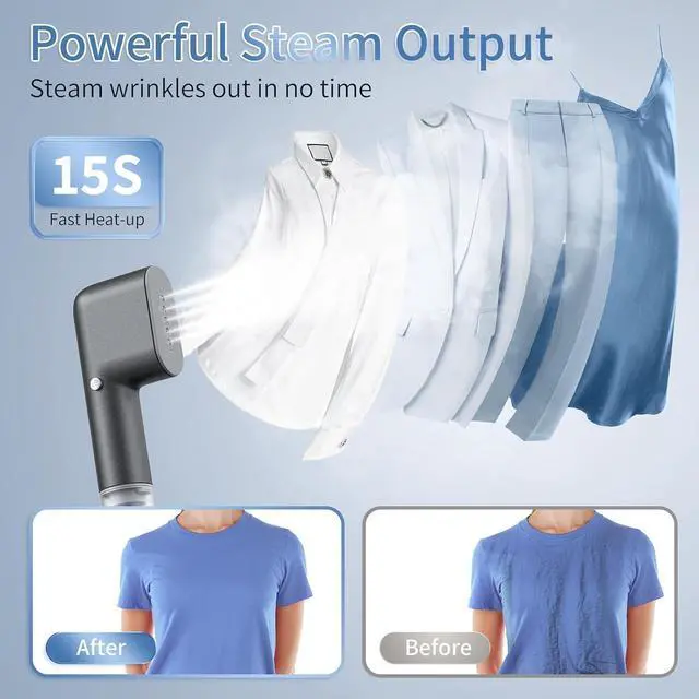 Alt view image 3 of 7 - Travel Steamer for Clothes Portable Mini, 15s Fast Heat-up HandHeld Steamer, 2 in 1 Mini Garment Steamer for Clothes, Handheld Clothing Steam 800W for Garments, Fabric Wrinkle Remover for Travel, 120V