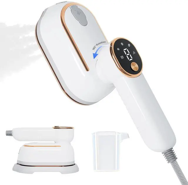 Main image of Travel Steamer, Steamer for Clothes, 1200W Clothes Steamer with 10-Second Fast Heat Up, LED Display and 180° Rotatable Handle, Ceramic Soleplate for Travel Home and Office