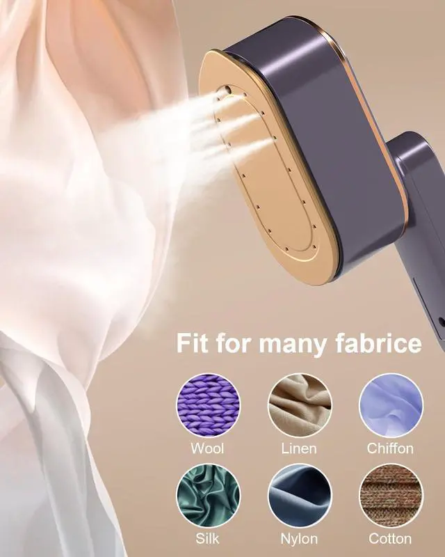 Alt view image 7 of 7 - Travel Steamer Iron for Clothes - 1200W Handheld Size Portable Travel Steamer, 3 Steam Levels Clothes Steamer with LCD Screen, 10S Fast Heat-up Steamer for Dress Shirt Home Travel (Gray Purple)