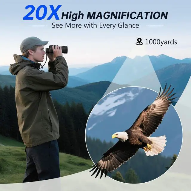 Alt view image 2 of 7 - 20x52 Binoculars for Adults High Powered - Bird Watching Binoculars with Long Range View for Cruise Ship Hunting Travel Stargazing Sports