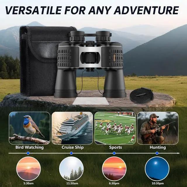 Alt view image 6 of 7 - 20x52 Binoculars for Adults High Powered - Bird Watching Binoculars with Long Range View for Cruise Ship Hunting Travel Stargazing Sports