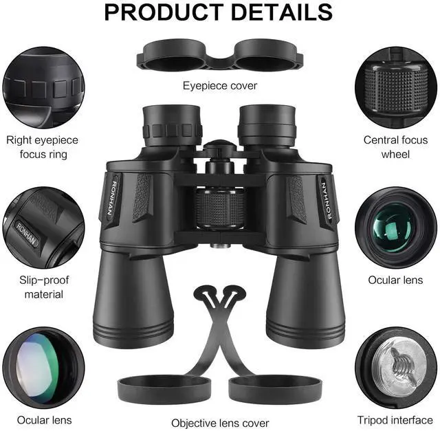 Alt view image 4 of 7 - Binoculars for Adults High Powered, Military HD Professional/Daily Waterproof 20x50 Binoculars for Bird Watching Travel Hunting Football Games Stargazing with Carrying Case & Strap