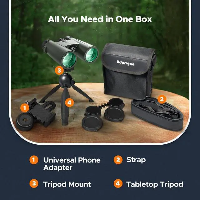 Alt view image 5 of 6 - 15x45 HD Binoculars for Adults High Powered with Phone Adapter, Tripod and Tripod Adapter - Large View Binoculars with Clear Low Light Vision for Bird Watching Cruise Travel
