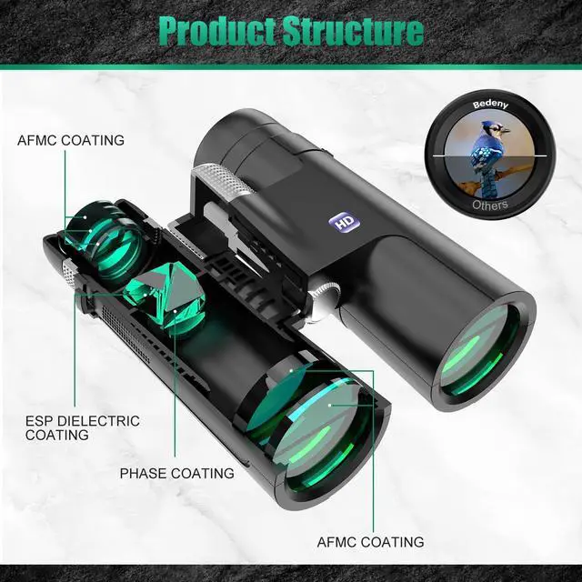 Alt view image 2 of 5 - 18X50 High Powered Binoculars for Adults with Upgraded Phone Adapter, Tripod and Tripod Adapter,Waterproof Compact Binoculars with Low Light Vision for Bird Watching,Travel,Sightseeing