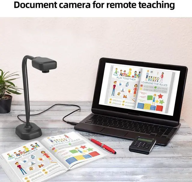 Alt view image 2 of 7 - Document Camera for Teachers and Classroom, USB Webcam/Doc Camera Built-in Mic Mac OS, Windows, Chromebook Compatible for Live Demo, Web Conferencing, Distance Learning, Remote Teaching