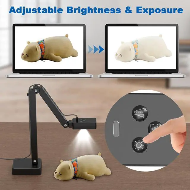 Alt view image 4 of 7 - 4K USB Document Camera for Teachers, 8MP Doc Cam with Auto Focus & Dual Mic, Foldable A3 Book Scanner & Visualizer Camera with LED Light, Plug & Play for Zoom, Classroom, Mac, Windows, Chromebook
