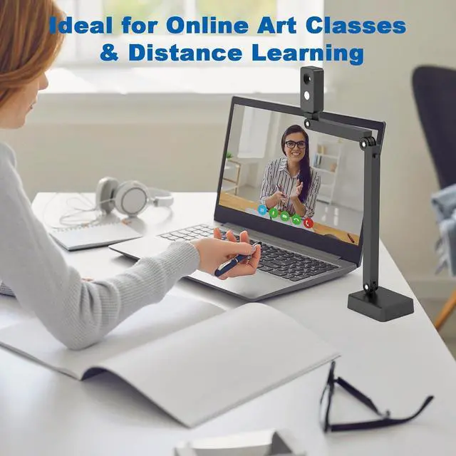 Alt view image 7 of 7 - 4K USB Document Camera for Teachers, 8MP Doc Cam with Auto Focus & Dual Mic, Foldable A3 Book Scanner & Visualizer Camera with LED Light, Plug & Play for Zoom, Classroom, Mac, Windows, Chromebook