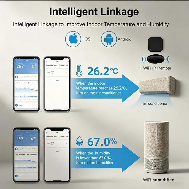 Alt view image 5 of 7 - Smart WiFi Temperature Humidity Monitor: TUYA Wireless Temperature Humidity Sensor with APP Notification Alerts, WiFi Thermometer Hygrometer for Home Pet Garage,Compatible with Alexa