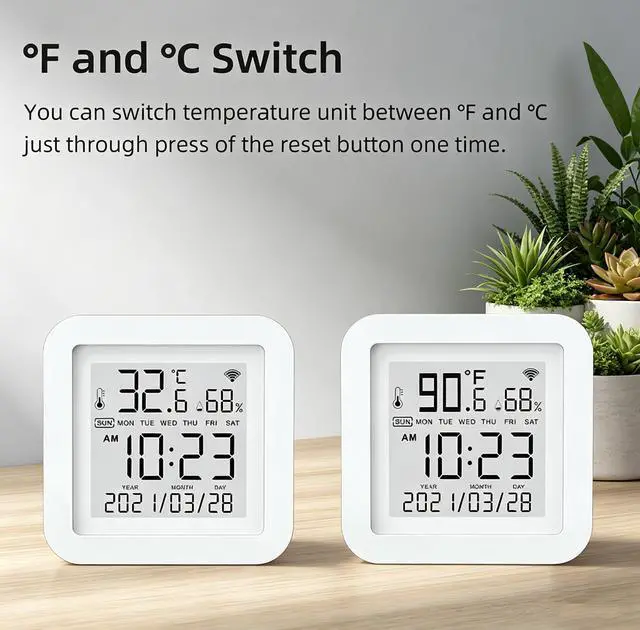 Alt view image 6 of 7 - Smart WiFi Temperature Humidity Monitor: TUYA Wireless Temperature Humidity Sensor with APP Notification Alerts, WiFi Thermometer Hygrometer for Home Pet Garage,Compatible with Alexa