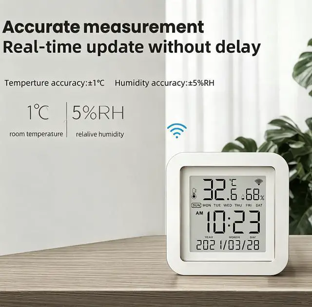 Alt view image 7 of 7 - Smart WiFi Temperature Humidity Monitor: TUYA Wireless Temperature Humidity Sensor with APP Notification Alerts, WiFi Thermometer Hygrometer for Home Pet Garage,Compatible with Alexa