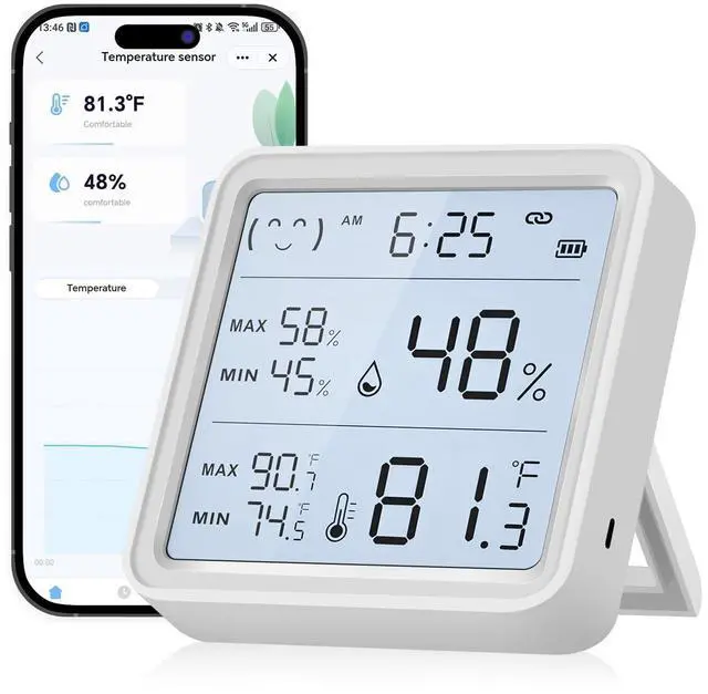 Main image of WiFi Thermometer Hygrometer, Smart Wireless Indoor Temperature Humidity Monitor with Remote App Alerts, 3.2 Backlit Display, Alexa Google Compatible, Data Export for Home Greenhouse Bedroom