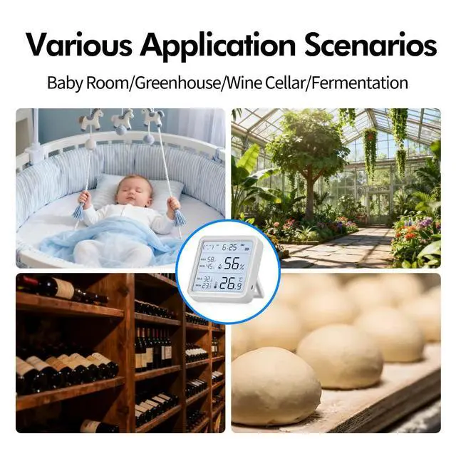 Alt view image 7 of 7 - WiFi Thermometer Hygrometer, Smart Wireless Indoor Temperature Humidity Monitor with Remote App Alerts, 3.2 Backlit Display, Alexa Google Compatible, Data Export for Home Greenhouse Bedroom