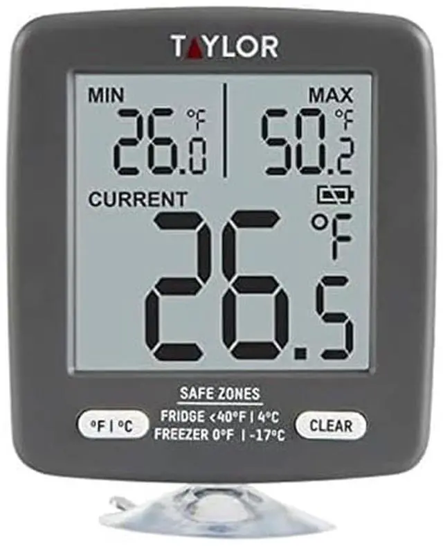 Main image of LCD Display Digital Kitchen Refrigerator/Freezer Kitchen Thermometer Min/Max on Display, 2 inch display, Gray, 1 Count (Pack of 1)