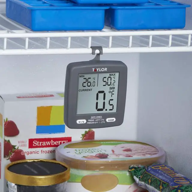 Alt view image 2 of 6 - LCD Display Digital Kitchen Refrigerator/Freezer Kitchen Thermometer Min/Max on Display, 2 inch display, Gray, 1 Count (Pack of 1)