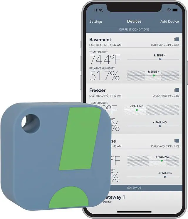 Main image of HT1 Smart Temperature Sensor & Humidity Sensor - Thermometer & Hygrometer w/App Monitoring - Indoor/Outdoor Temperature and Humidity Monitor w/Heat Index for RV, Fridge & More