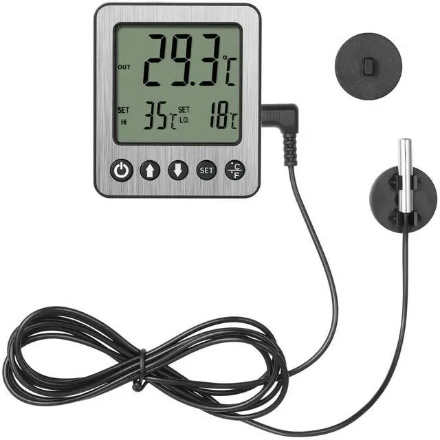 Main image of Refrigerator Thermometer Freezer Alarm Digital Freezer Thermometer Fridge Thermometer with Extra Sensor high and Low Temperature Alarm (1, Black, ZZ10)