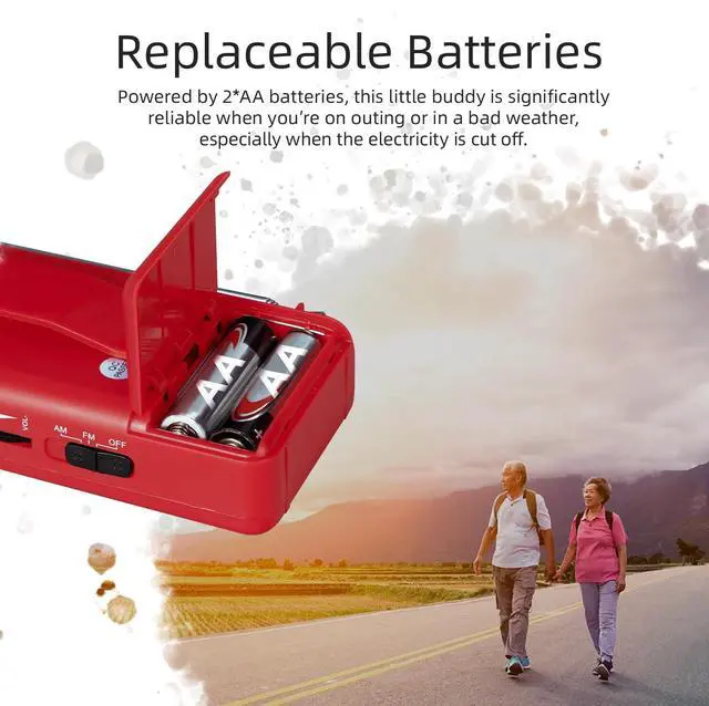 Alt view image 7 of 7 - J-166 Portable Radio AM FM, Battery Operated Radio with Tuning Light, Back Clip, Excellent Reception, AM FM Radios Portable, Transistor Radios