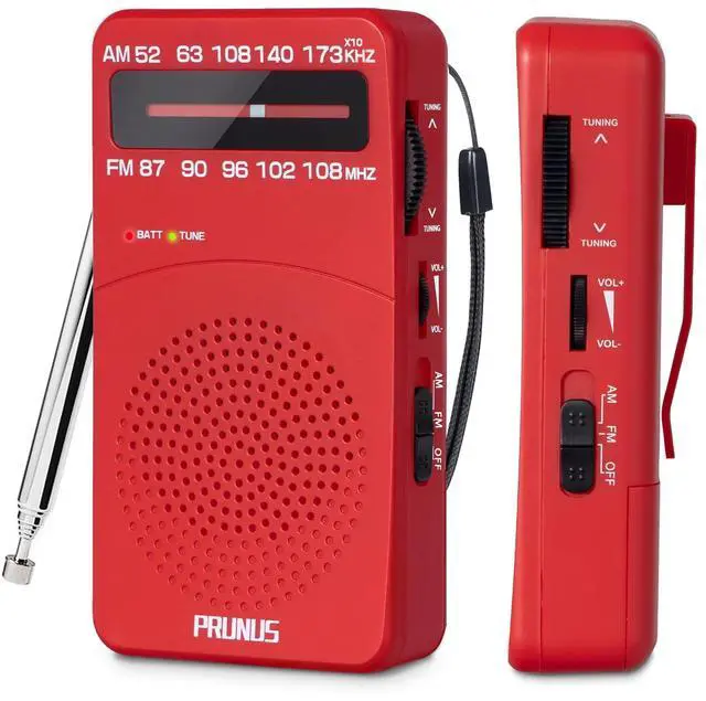 Main image of J-166 Portable Radio AM FM, Battery Operated Radio with Tuning Light, Back Clip, Excellent Reception, AM FM Radios Portable, Transistor Radios