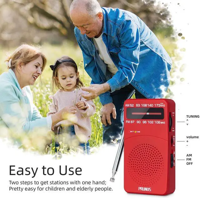Alt view image 6 of 7 - J-166 Portable Radio AM FM, Battery Operated Radio with Tuning Light, Back Clip, Excellent Reception, AM FM Radios Portable, Transistor Radios