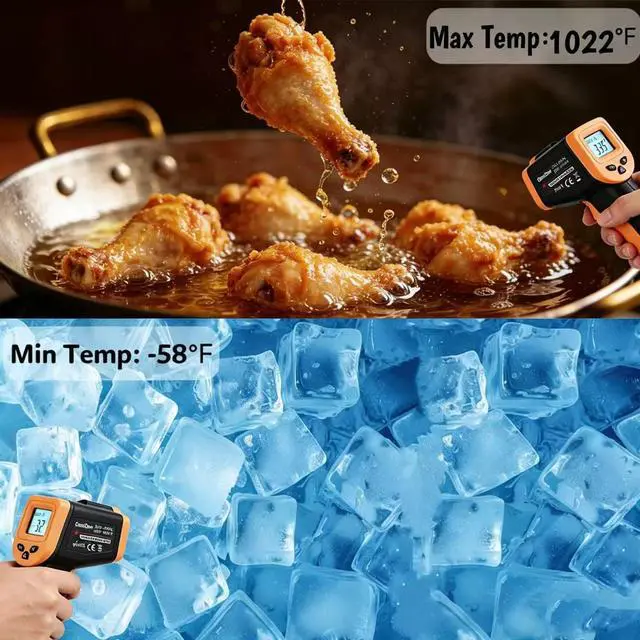 Alt view image 3 of 7 - Infrared Thermometer Temperature Gun -58~1022, Digital Laser Thermometer Gun for Cooking Blackstone Pizza Oven Griddle, IR Thermometer with Carrying Storage Case, Backlit (NOT for Human)