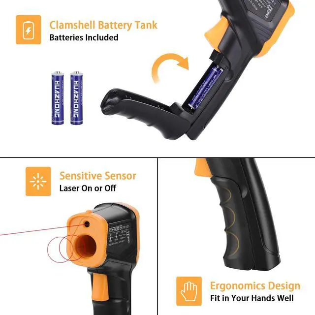 Alt view image 5 of 7 - Infrared Thermometer Temperature Gun -58~1022, Digital Laser Thermometer Gun for Cooking Blackstone Pizza Oven Griddle, IR Thermometer with Carrying Storage Case, Backlit (NOT for Human)
