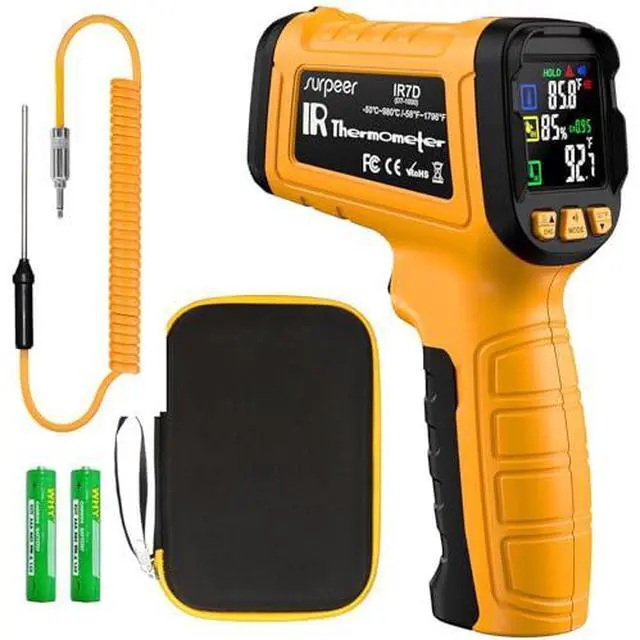 Main image of 50:1 Infrared Thermometer IR Laser Gun, -58°F to 1796°F, Digital Temperature Gun/K-Type Probe -4°F to 932°F & Humidity Sensor for Cooking, Pizza Oven BBQ HVAC Home-Industrial Use