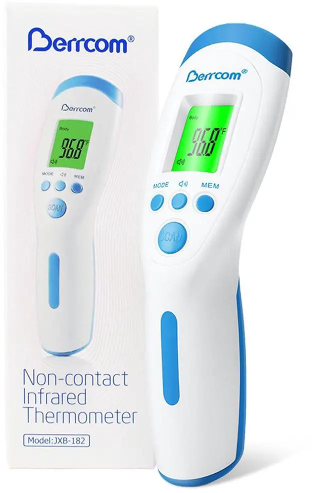Main image of Non-Contact Infrared Forehead Thermometer for Adults and Kids, 3-in-1 Digital Fever Thermometers with LCD Display and Fever Alert, Contactless Temperature Reader