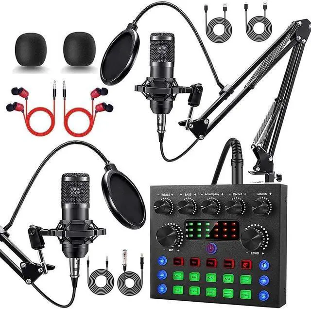 Main image of Upgraded Podcast Equipment Bundle for 2, Podcast Equipment with BM-800 Microphone & V8s Sound Card, Podcast Microphone Bundle for Podcasting, Recording, Singing, Streaming and Gaming