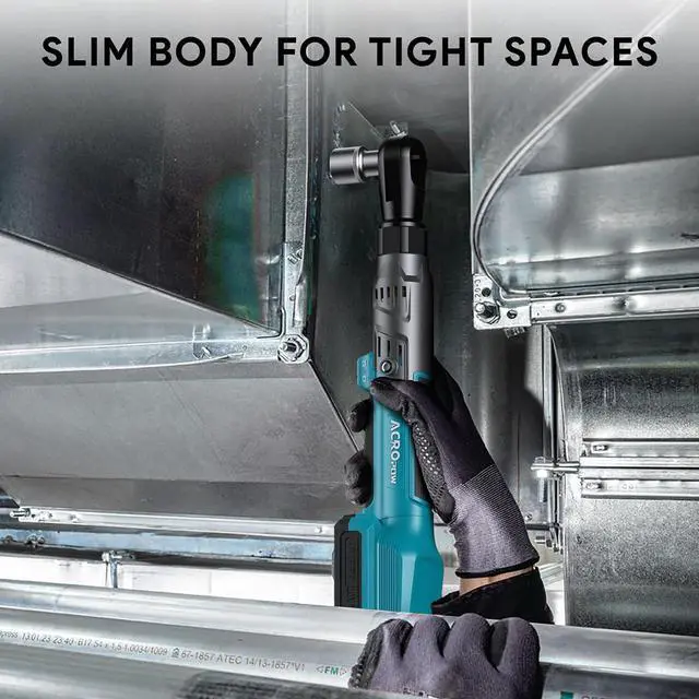 Alt view image 4 of 7 - 3/8" Cordless Ratchet Wrench, Compatible with Makita 18V Battery, 74Ft-Lbs Brushless Motor Electric Ratchet with Variable Speed, 1/2" & 1/4" Adapters, 3" Extension Bar (Tool Only)