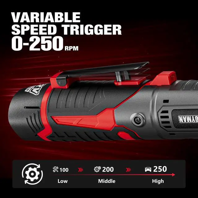 Alt view image 7 of 7 - 3/8" Cordless Ratchet Wrench Set, 60FT-LBS(80N.m) Electric Ratchet, 12V Extended Power Socket Wrench Set with Variable Speed, 6 Sockets, LED Light, 1/4" Adapter,1/2" Adapter,2 Batteries
