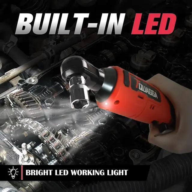 Alt view image 6 of 7 - 3/8" Cordless Electric Ratchet Wrench Set, 12V Power Ratchet Tool Kit With 2 Packs 2000 mAh Battery And Charger, 45 FT-LBS Battery Powered Wrench with Infinitely Variable Speeds
