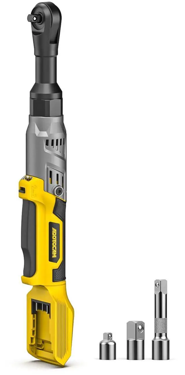 Main image of 3/8" Cordless Ratchet Wrench for Dewalt 20V Battery(Tool Only),75FT-LBS(102N.m) Extended Electric Ratchet Wrench Set with Variable Speed, LED Light, 1/4"&1/2" Adapter,3" Extension Bar