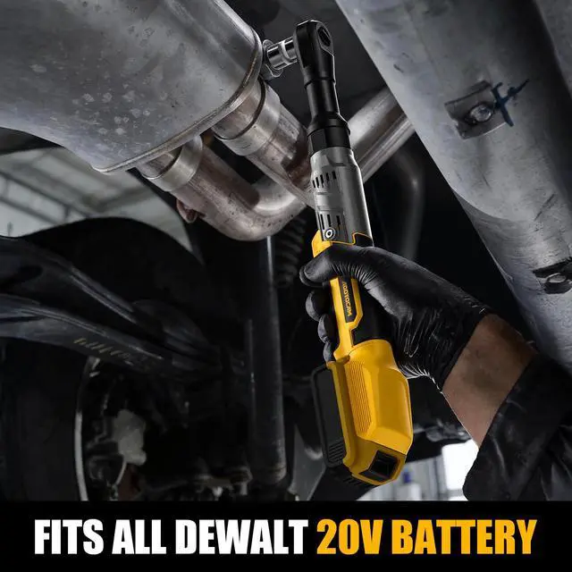 Alt view image 2 of 6 - 3/8" Cordless Ratchet Wrench for Dewalt 20V Battery(Tool Only),75FT-LBS(102N.m) Extended Electric Ratchet Wrench Set with Variable Speed, LED Light, 1/4"&1/2" Adapter,3" Extension Bar