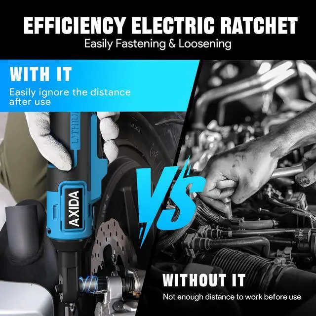 Alt view image 7 of 7 - 3/8" Electric Ratchet Wrench, 66FT-LBS (90N.m) Cordless Ratchet Wrench, 21V Power Ratchets with 2x 2.0A Batteries & Charger, 7 Sockets, 1/4" Adapters and 3" Extension Bars, NEW VERSION