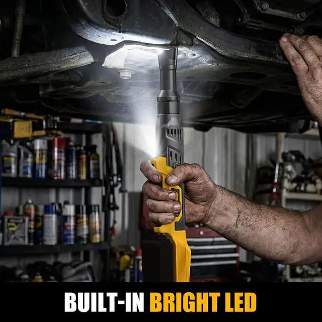 Alt view image 5 of 6 - 3/8" Cordless Ratchet Wrench for Dewalt 20V Battery(Tool Only),75FT-LBS(102N.m) Extended Electric Ratchet Wrench Set with Variable Speed, LED Light, 1/4"&1/2" Adapter,3" Extension Bar