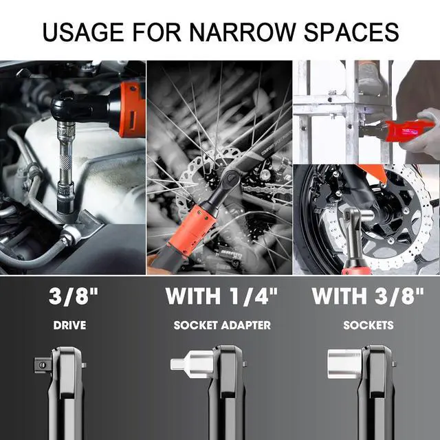Alt view image 2 of 7 - 3/8" Cordless Electric Ratchet Wrench Set, 18V Power Ratchet Tool Kit With 2 Packs 2000mAh Battery And Charger, 45 FT-LBS Battery Powered Wrench with LED Lights