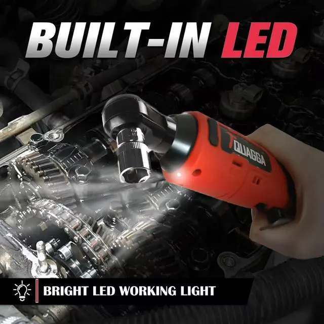 Alt view image 6 of 7 - 3/8" Cordless Electric Ratchet Wrench Set, 18V Power Ratchet Tool Kit With 2 Packs 2000mAh Battery And Charger, 45 FT-LBS Battery Powered Wrench with LED Lights