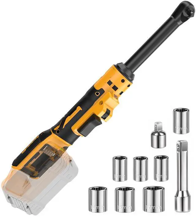 Main image of 3/8" Cordless Ratchet Wrench Compatible with Dewalt 20V MAX Batteries(No Battery) 6-inch Extended Electric Ratchet Wrench with Variable Speed 60Ft-lbs,7 Sockets,Adapters & 3 Inch Extension Bar