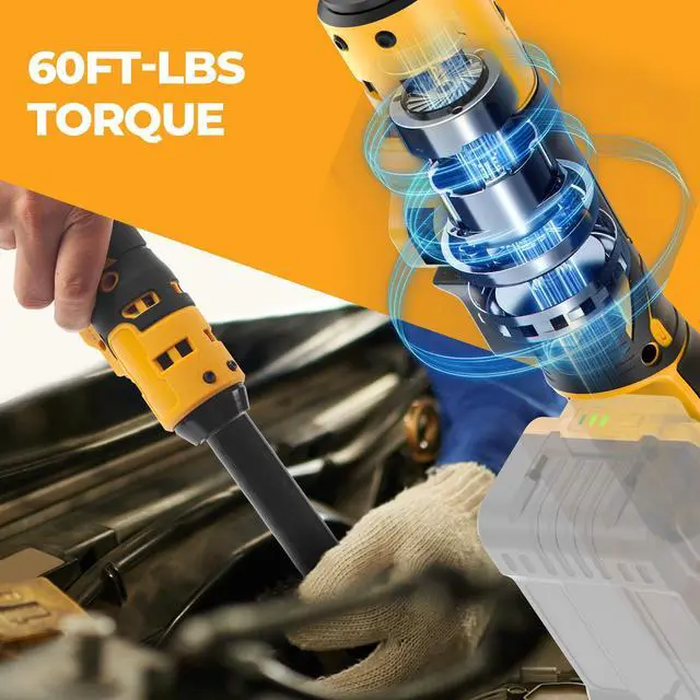 Alt view image 3 of 7 - 3/8" Cordless Ratchet Wrench Compatible with Dewalt 20V MAX Batteries(No Battery) 6-inch Extended Electric Ratchet Wrench with Variable Speed 60Ft-lbs,7 Sockets,Adapters & 3 Inch Extension Bar