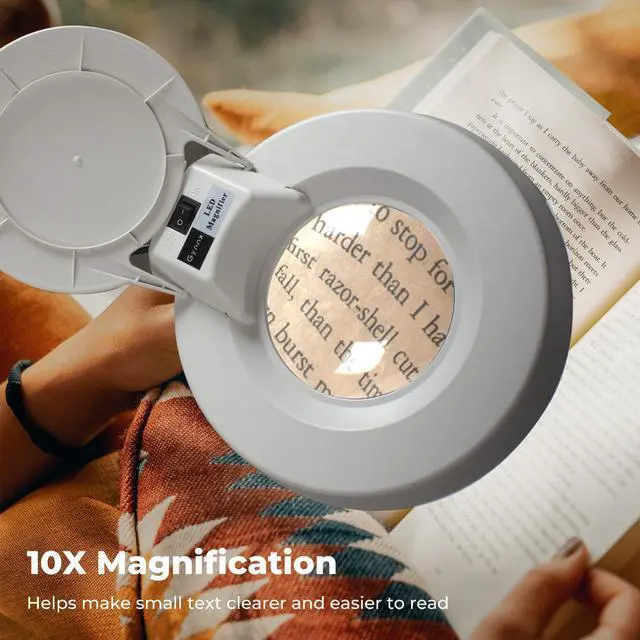 Alt view image 5 of 7 - 10X Magnifying Glass with Light, Clamp-on Desk Magnifier Lamp with Real Glass Lens and Adjustable Swing Arm for Reading, Crafts, Repair, Inspection and Close Work