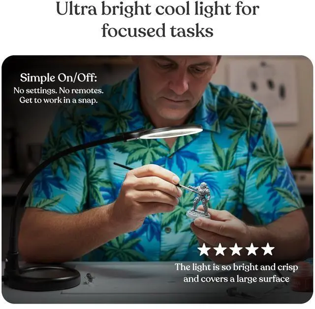 Alt view image 3 of 7 - LightView Pro Flex 2 in 1 Magnifying Desk Lamp, 2.25x Light Magnifier, Adjustable Gooseneck Magnifying Glass with Light for Crafts, Reading, Close Work
