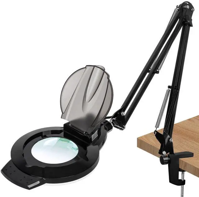 Main image of 10X Magnifying Glass with Light and Stand, NUEYiO 2200 Lumens Stepless Dimmable LED Magnifying Lamp, 4.2" Real Glass Lens, Adjustable Swing Arm Lighted Magnifier Lamp for Repair, Crafts, Workbench