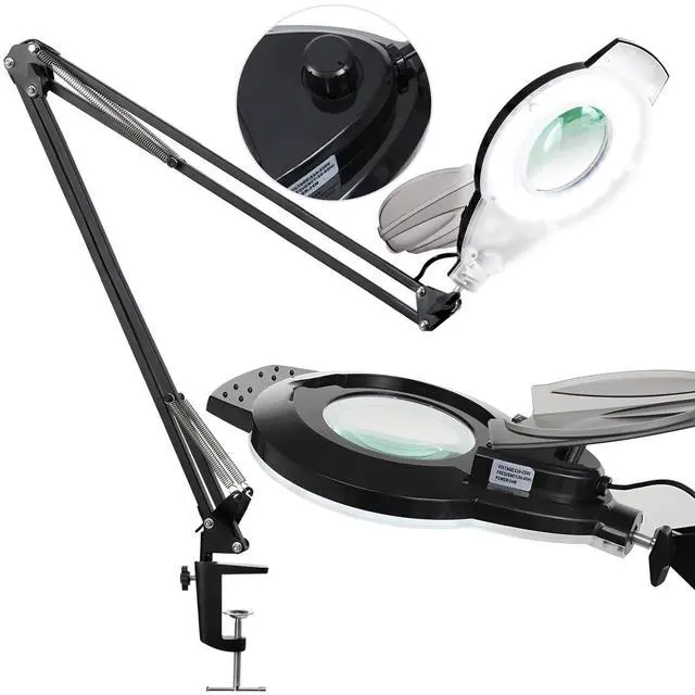 Alt view image 7 of 7 - 10X Magnifying Glass with Light and Stand, NUEYiO 2200 Lumens Stepless Dimmable LED Magnifying Lamp, 4.2" Real Glass Lens, Adjustable Swing Arm Lighted Magnifier Lamp for Repair, Crafts, Workbench
