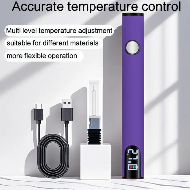 Alt view image 3 of 6 - 2025 Rechargeable Thread Burner kit Digital Thread Zapper Tool Burning Pen For Beading Leather Craft Sewing Weaving And Stringing Molten Wax Carving Wooden Board Hot Stamping (blue)