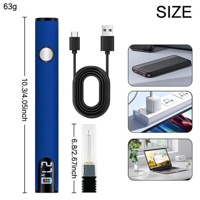 Alt view image 6 of 6 - 2025 Rechargeable Thread Burner kit Digital Thread Zapper Tool Burning Pen For Beading Leather Craft Sewing Weaving And Stringing Molten Wax Carving Wooden Board Hot Stamping (blue)