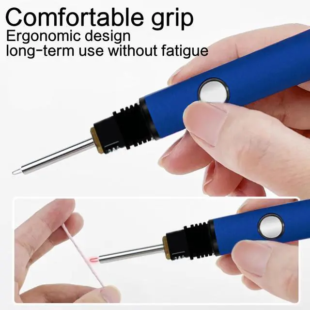 Alt view image 2 of 6 - 2025 Rechargeable Thread Burner kit Digital Thread Zapper Tool Burning Pen For Beading Leather Craft Sewing Weaving And Stringing Molten Wax Carving Wooden Board Hot Stamping (blue)