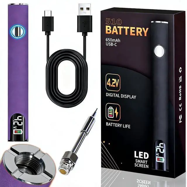 Main image of 510 Thread Battery Professional Cordless Soldering Iron with LED Display Precise Temp Control USB-CRechargeable 650mAh Electric Purple Soldering Pen, Precision work/Appliance Repair, 3Speed Adjustment