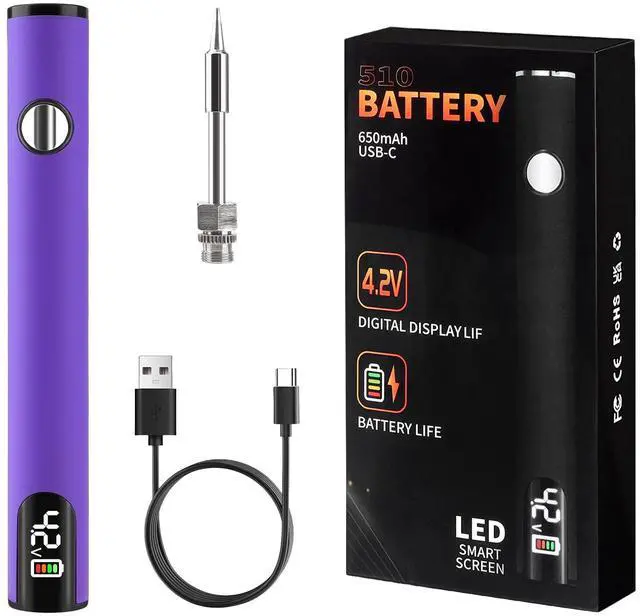 Main image of 510 Thread Battery Cart Pen, W/Welding Pen Portable Electric Soldering Iron Kit, Adjustable Voltage USB Rechargeable, with 650mAh Battery for Home Appliance Electronics Repair